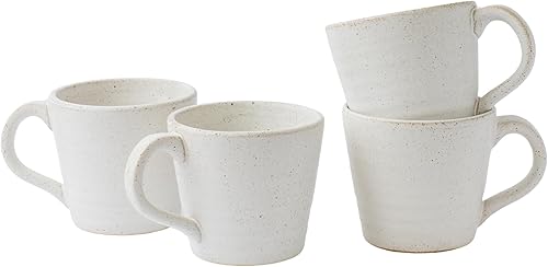 Juego de tazas de cerámica de cerámica de 4 a 14 onzas con asa, perfectas para bebidas calientes y heladas, aptas para microondas y lavavajillas,
