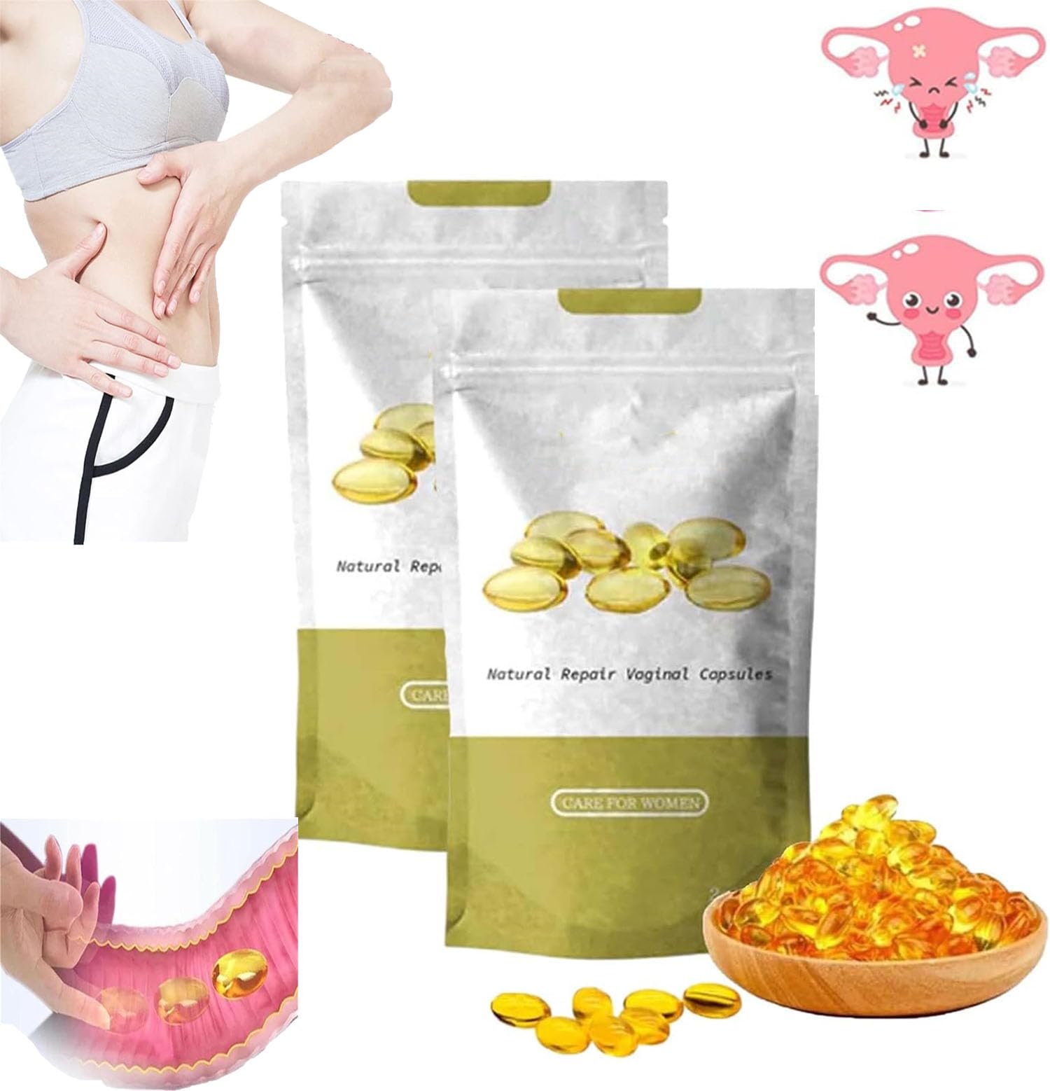 Natural Repair Vagianal Capsules, Detox Repair Capsulas, Firming Repair Natural Capsules,Stay Clear & Fresh (2 Box)