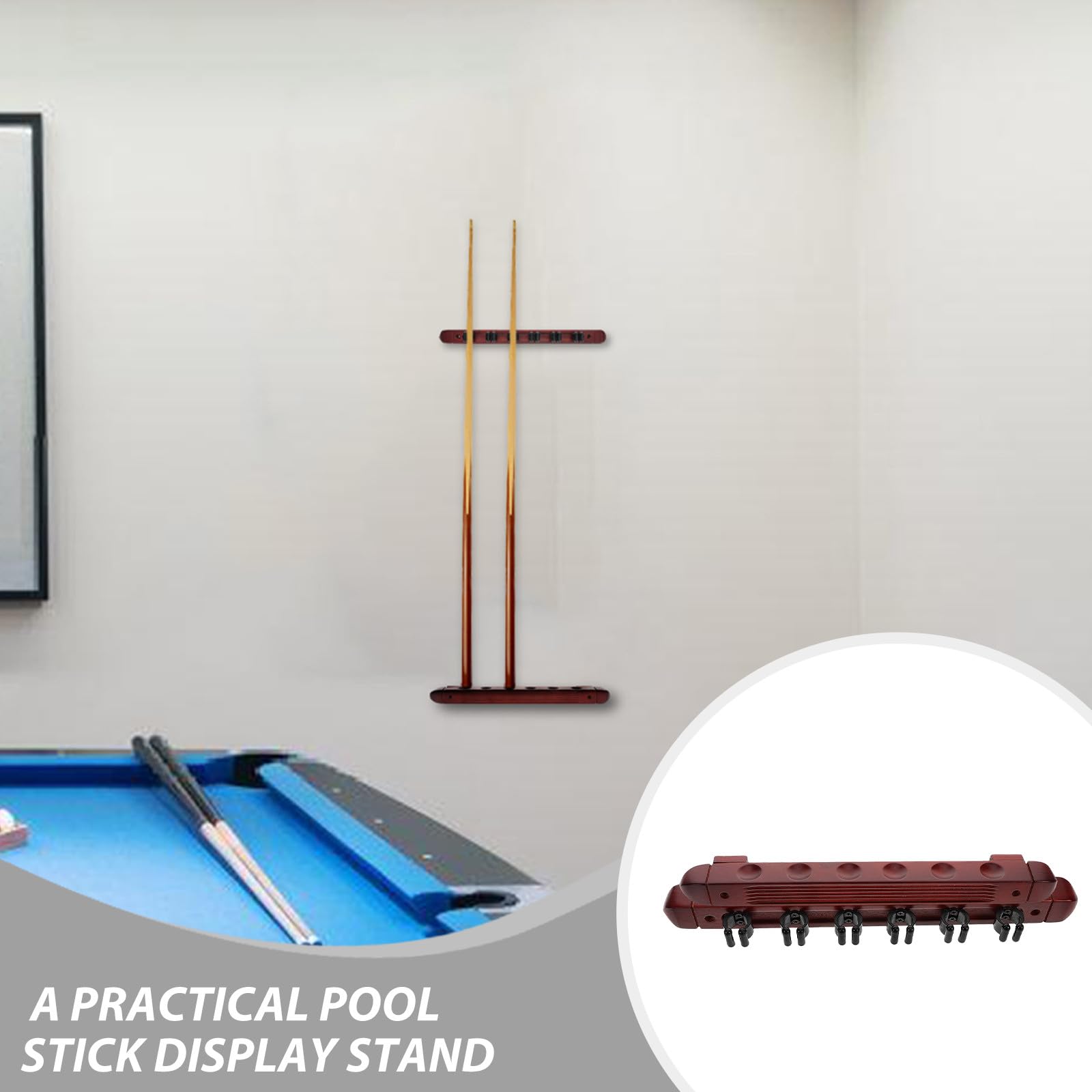 Support pour Queue de Billard en Bois Massif, 6 Emplacements, Lot de 2 Sets