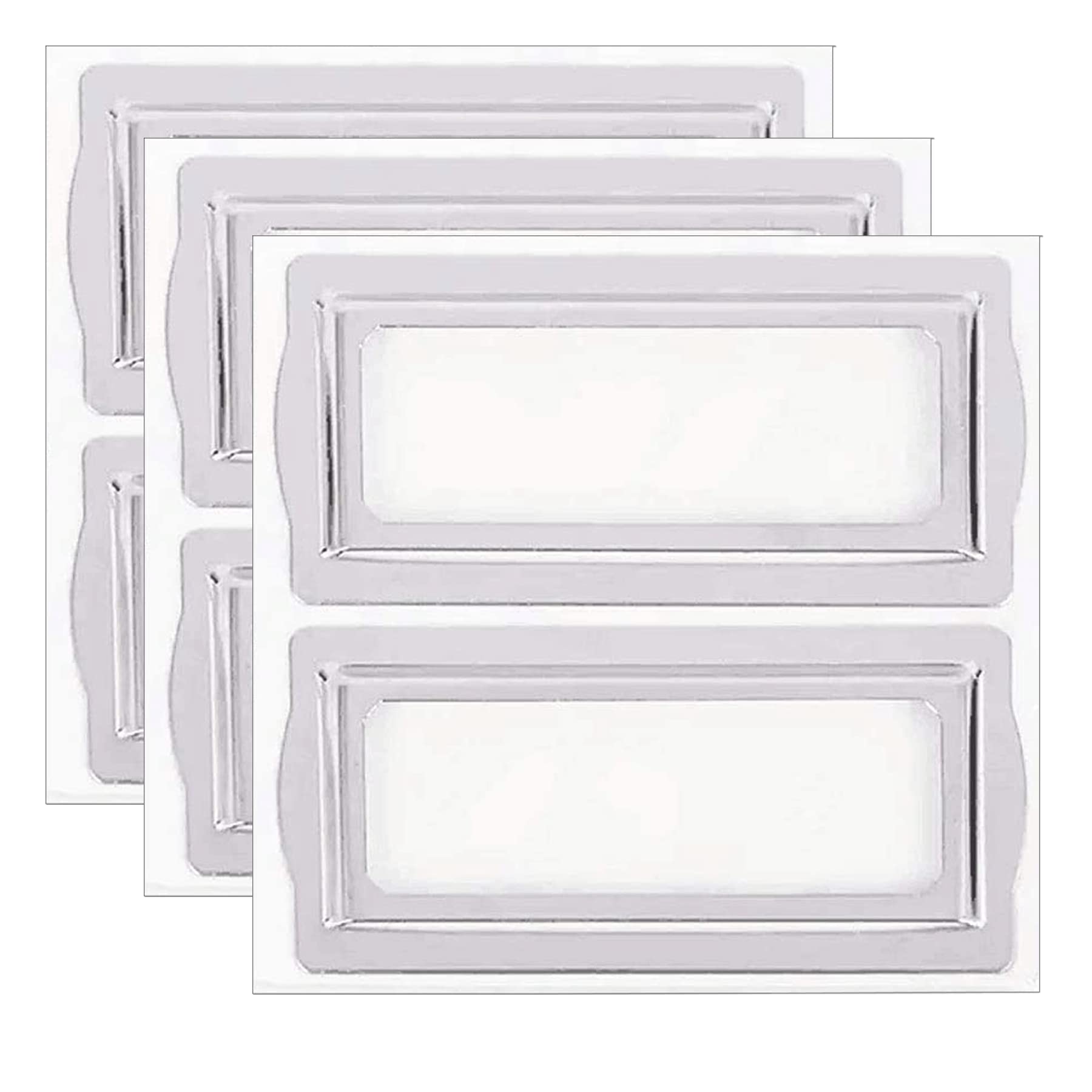 Self Adhesive Metal Bookplates for Books Cards 10Pcs Horizontal Clip Label Holders-Metal Drawer Tag Label Holder Silver Bookplates Metal Frame for ...