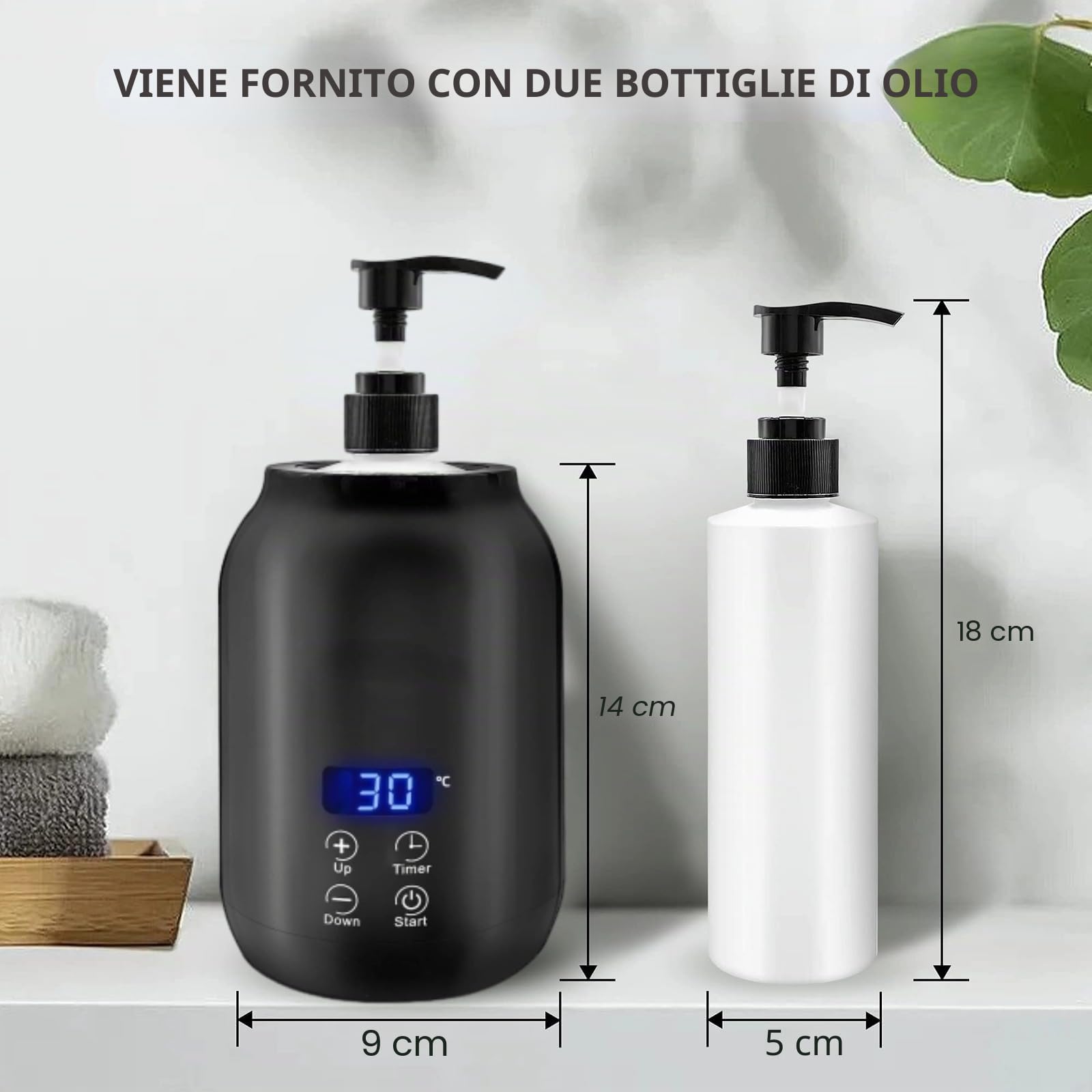 Scaldaolio da Massaggio, Riscaldatore di Olio per Bottiglia Singola con Display a LED, Dispenser di Scaldabiberon per Lozioni Portatili Regolabili in Temperatura, Bottiglia