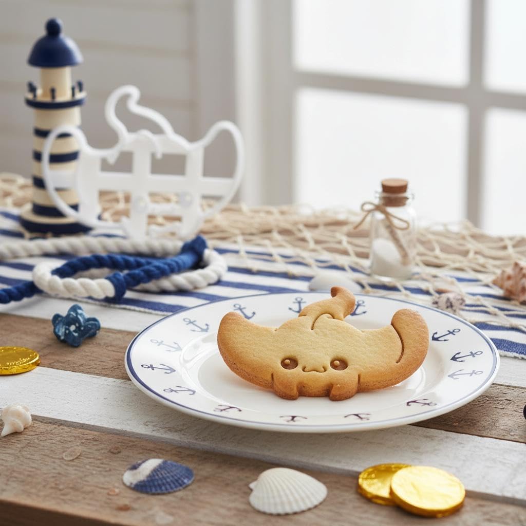 BAKERLOGY Set of 2 Cute Manta Ray Cookie Cutters – Embossed Kawaii Stingray Biscuit Cutter Duo for Ocean-Themed Bakes, Aquarium Parties, Baby Showers, and Marine Wildlife Cake Decorating