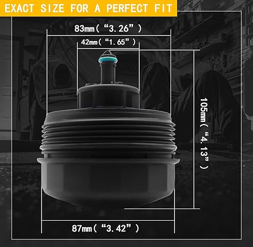 Miniatura 2 de Tapa de la carcasa del filtro de aceite 11427525334 compatible con BMW 323I 525I 128I 325XI 328XI 330XI 335XI 525XI 528XI 530XI 535XI 740LI X3 X5 X6
