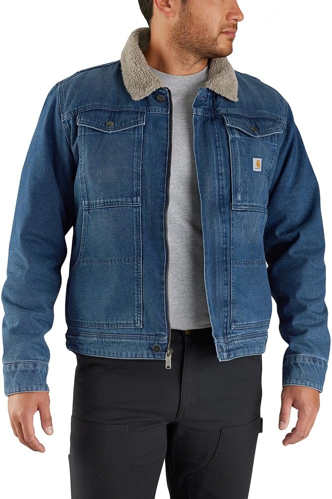 Carhartt Men's Relaxed Fit Denim Sherpa-Lined Jacket