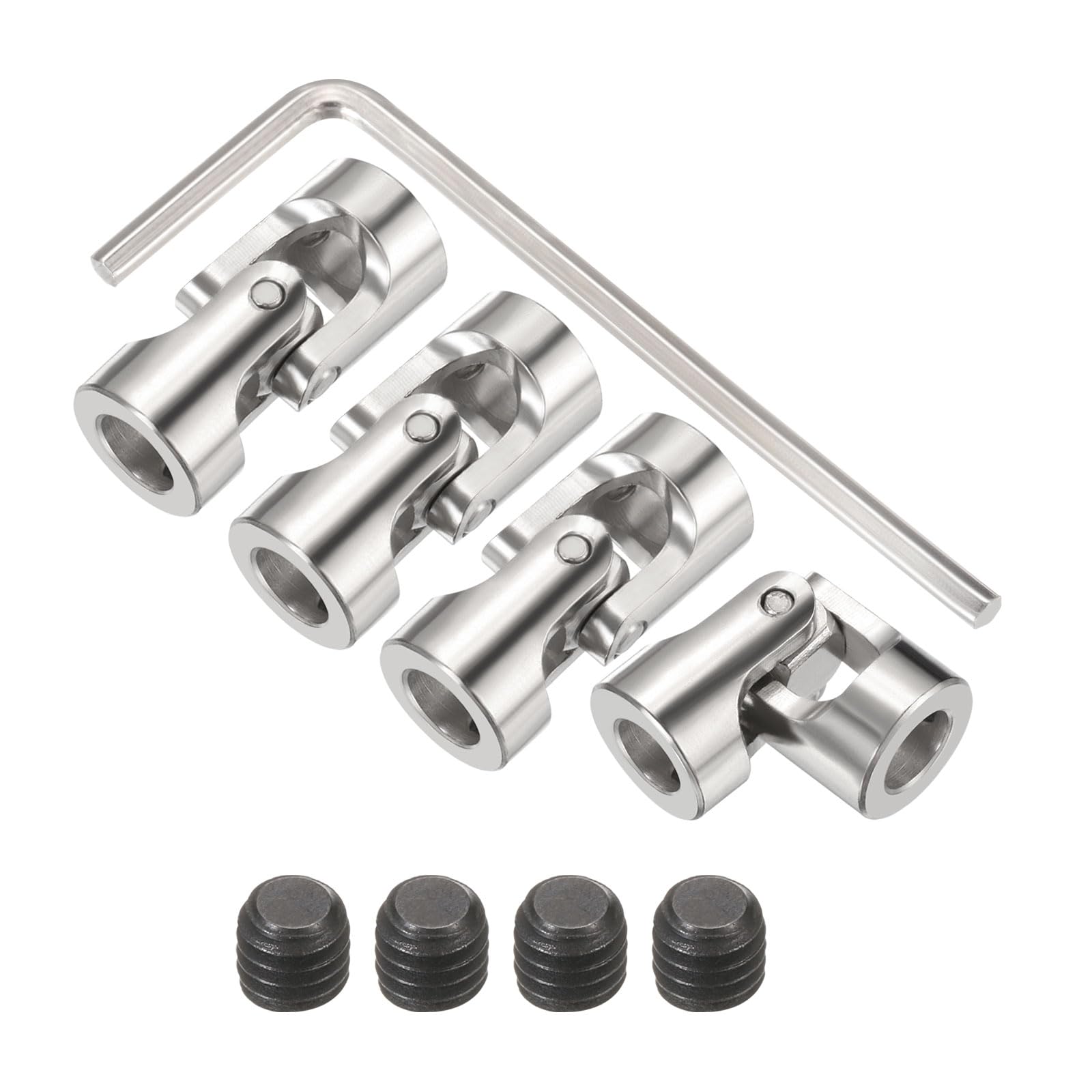 MECCANIXITY 4Pcs 6mm to 6mm ID Steering Universal Joint Shaft Coupling,L23XD11 Metal 45°Degree Rotatable Joints Coupler with Screws Wrench Set for