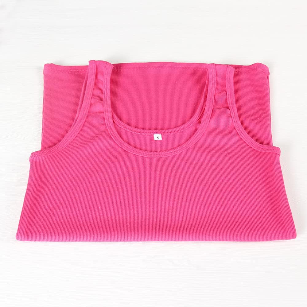 GEMBERA Women's Sleeveless Scoop Neck Ribbed Tank Tops Fitted Basic Cami Tee Shirts - Image 5