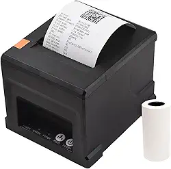 impressora térmica,ERYUE Impressora de recibos USB + LAN de 80 mm Impressora POS com cortador automático Compatível com suporte ESC/POS