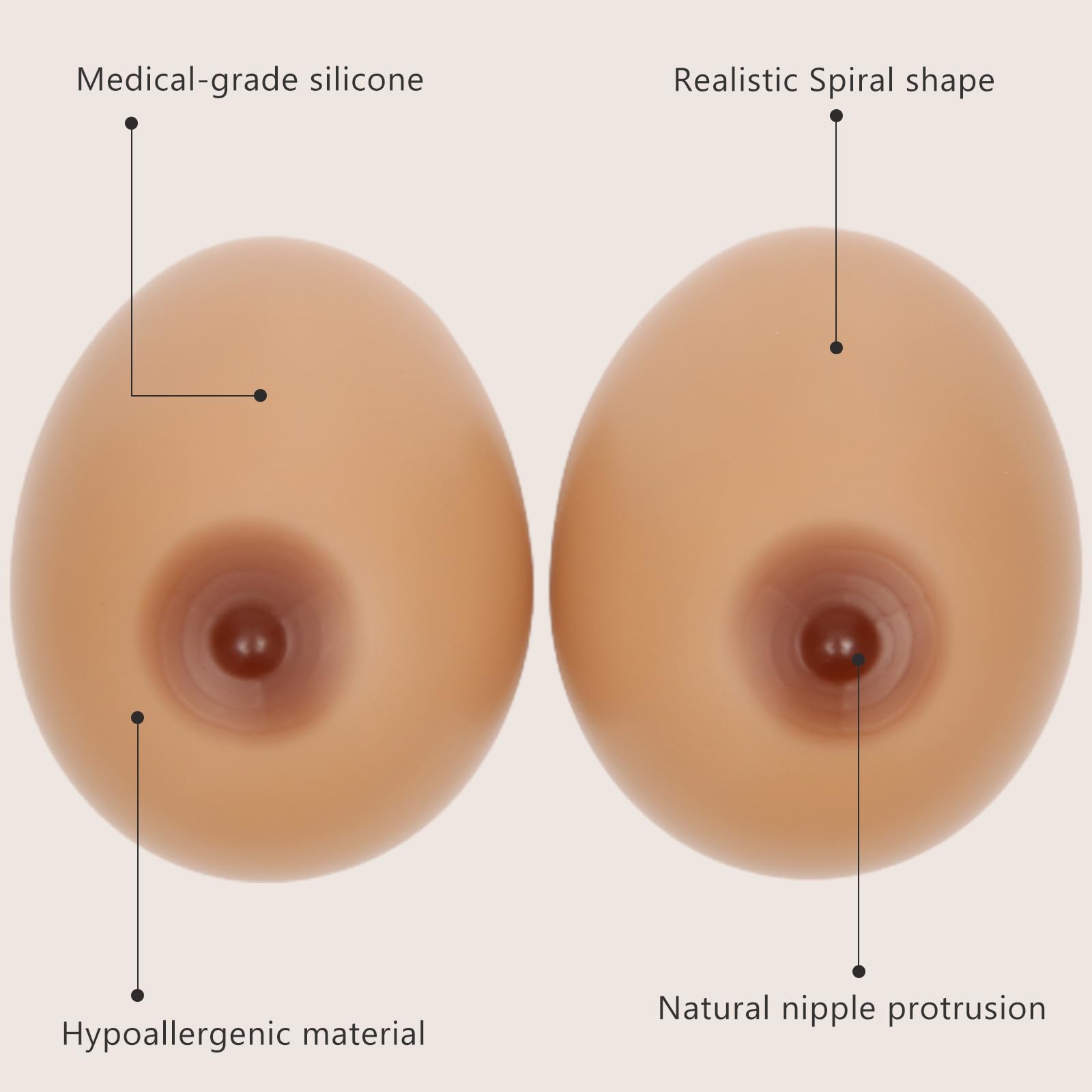 1 Par De Prótesis Mamarias Silicona Color Piel, No Autoadhesivas(Brown,D Cup)