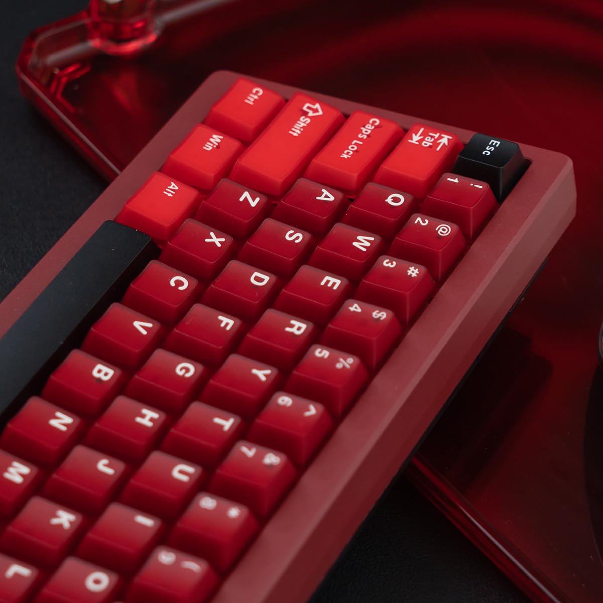 164 Tasten Rot Transluzente Tastenkappen PBT Doubleshot Keycaps Set Fit für 61/64/87/104/108 Cherry Mx Schalter Mechanische Tastatur