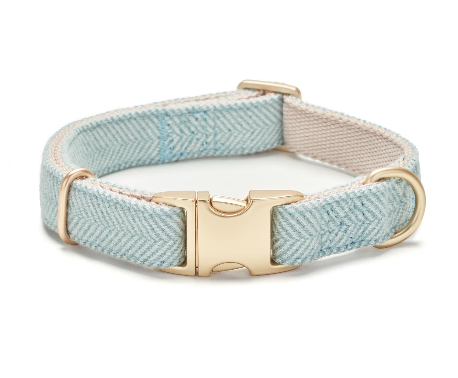 YUDOTE Soft Cotton Hemp Dog Collar with Metal Buckle Adjustable Twilled Dog Collars for Small Medium Large Dogs(Blue,Medium)