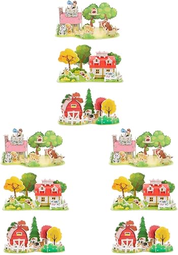 D Puzzle 9 Sets Modelo 3D Casa Edificio Rompecabezas DIY Miniatura Aprendizaje Juguetes Rompecabezas 3D Rompecabezas 3D Construcción 3D Kit de