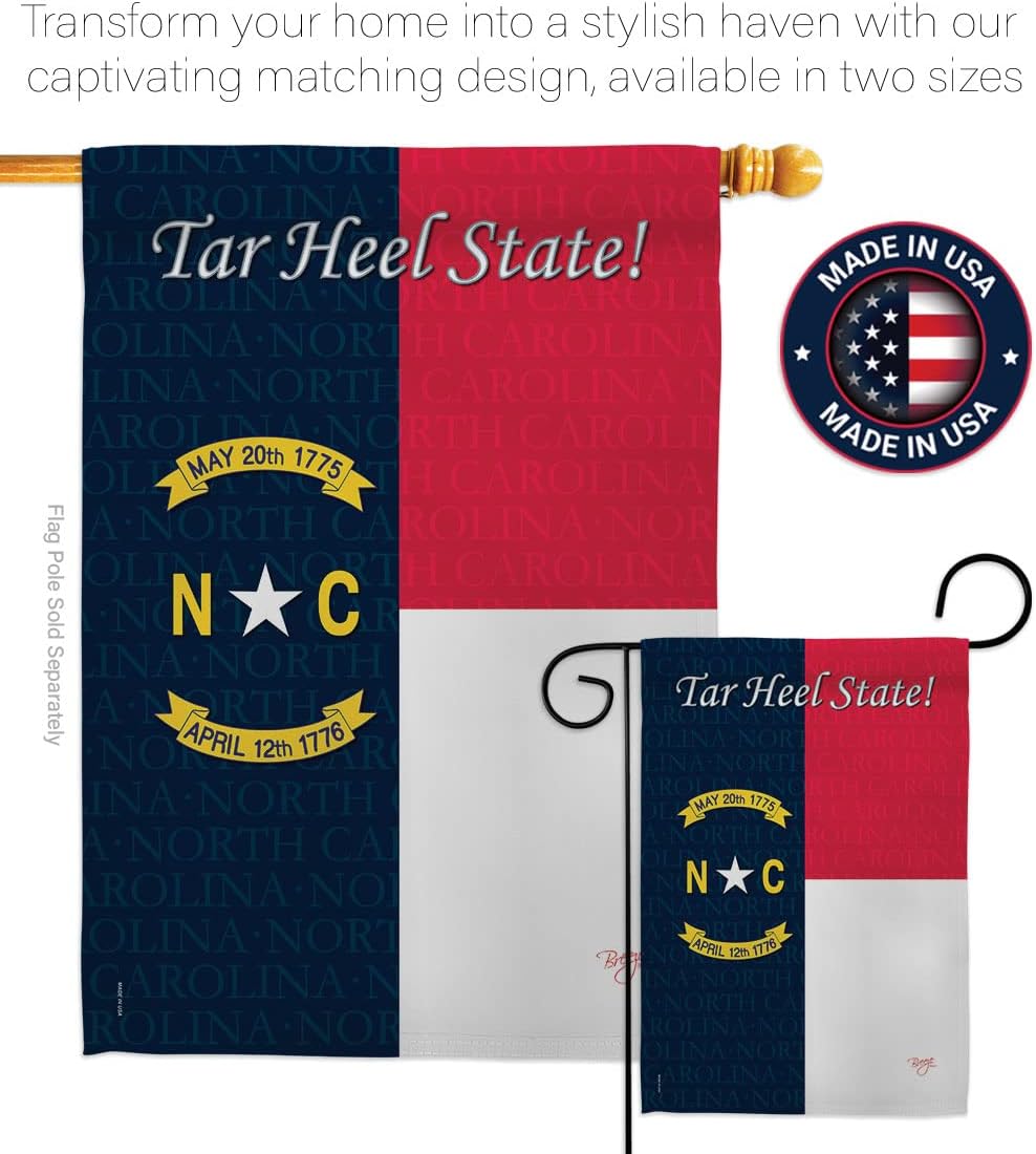 Breeze Decor H108087 North Carolina Americana States Double Side Decorative House Flag, 28" x 40", Multicolor