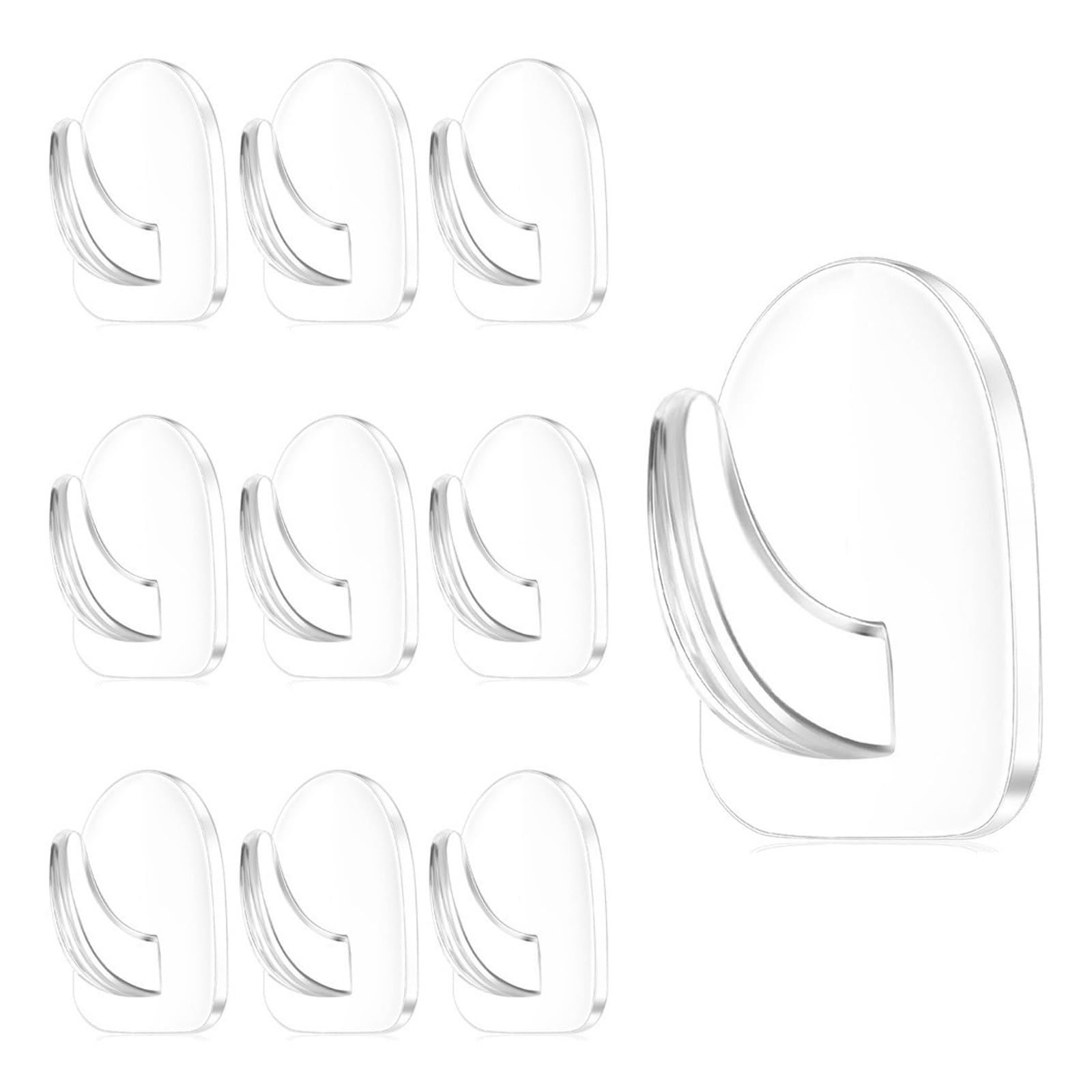 Fnsighd Transparent 10 Pcs Heavy Duty Adhesive Wall Hooks,Plastic Stick On Small Self Adhesive Sticky Wall No Nails,Clear Acrylic Hangers For Hanging, Bathroom Kitchen Door Wall Shower Hook Stick On (No Trace)