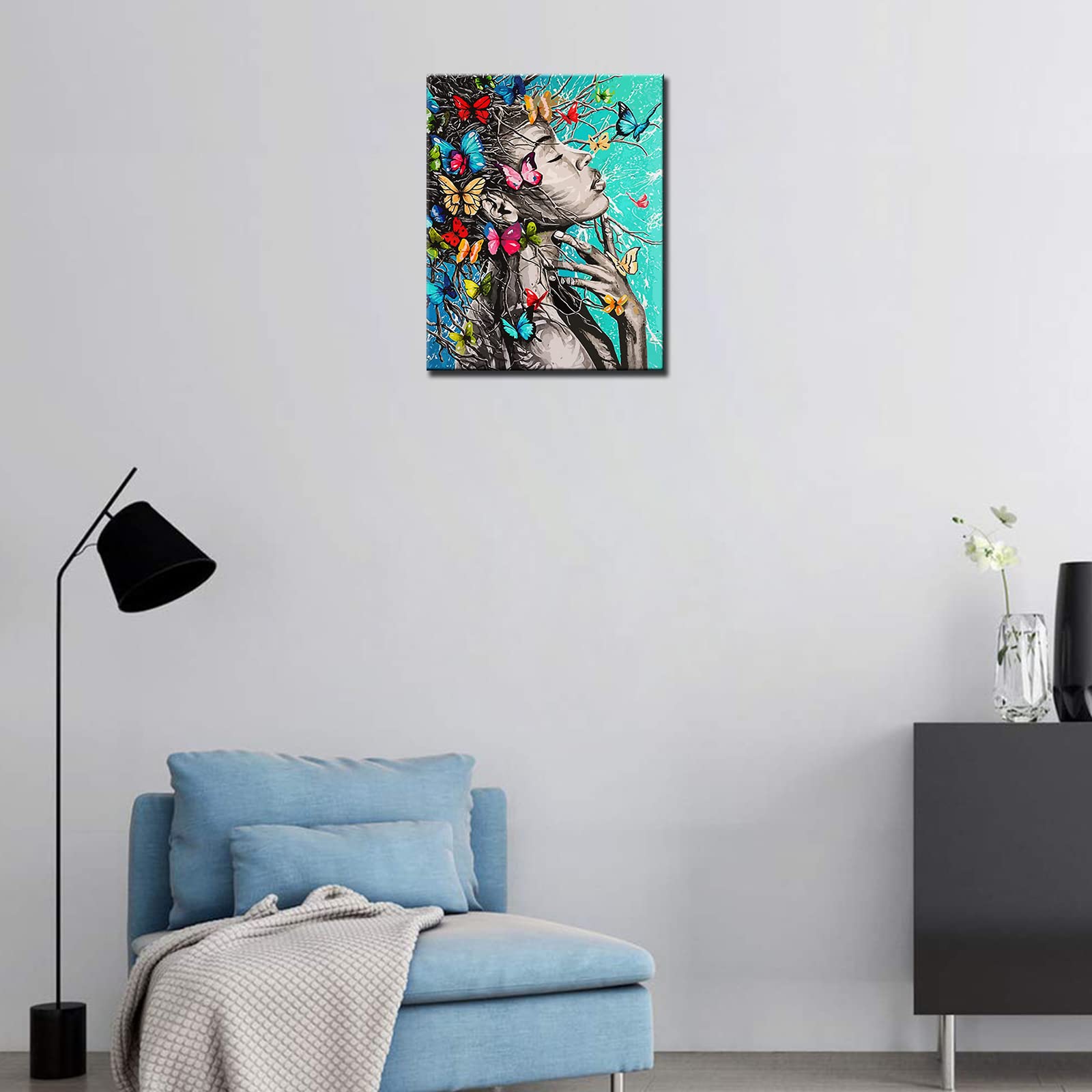 DIY Malen Nach Zahlen Set 'Schädel & Schmetterling' – Ölgemälde Auf Leinwand 40x50 Cm Inkl. Farben & Pinsel