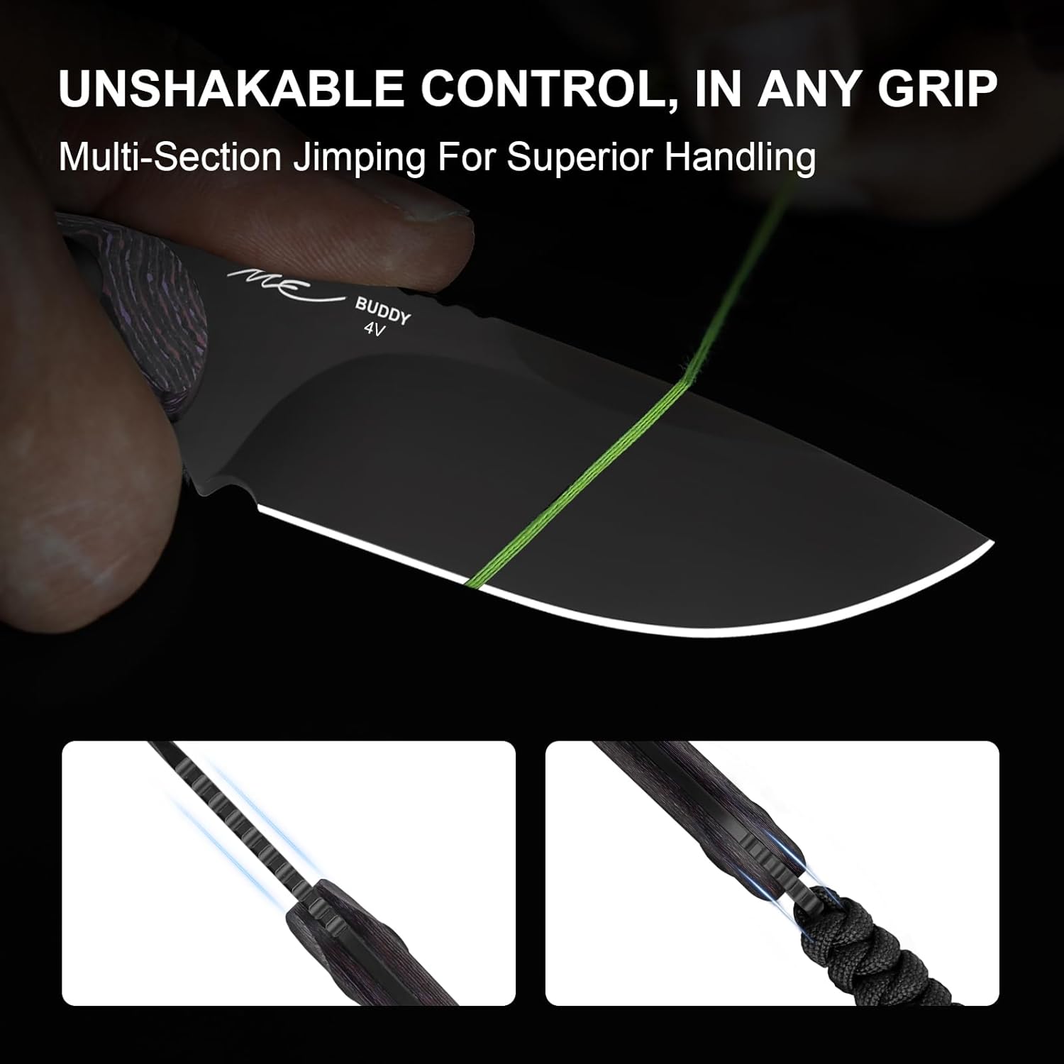 Kizer Buddy Fixed Blade Knife, 3" 4V Blade Camping Knife with Purple Fat Carbon Purple Haze Handle, Compact EDC Fixed Blade Knives with Sheath for Hiking Hunting Survival 1081A10