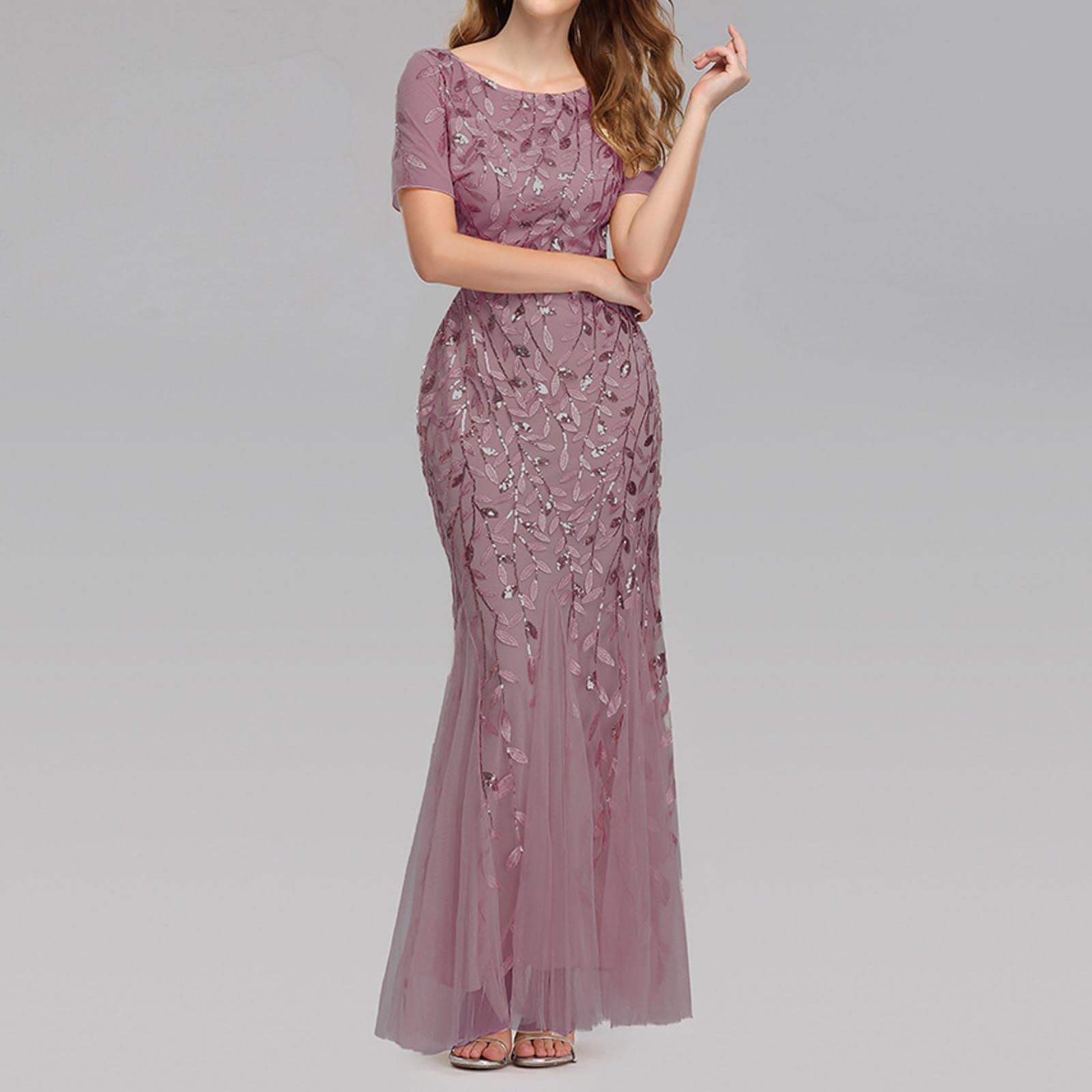Abendkleider Elegant Für Hochzeit Kleider Festliches Partykleid Pailletten Abschlussball Kleid Meerjungfrau Maxi Cocktailkleid Damen Brautjunfernkleid Hohe Taille Ballkleid Frauen Lange