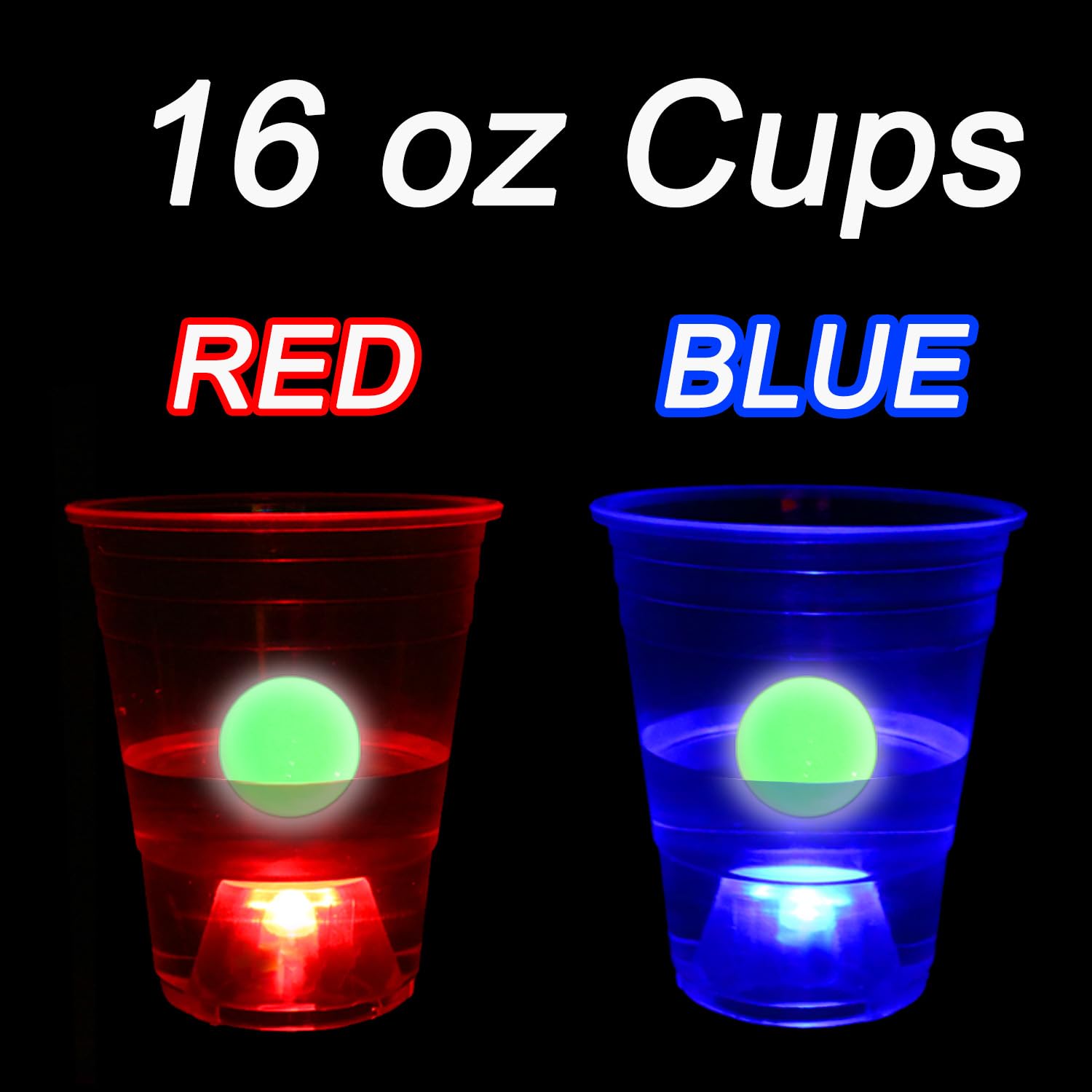 Set di tovagliette da tavolo Glow Beer Pong da 180,3 x 58,4 cm, set portatile per giochi di festa, 22 tazze luminose (rosso e blu), 6 pong luminosi che si illuminano al buio