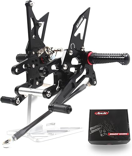 Miniatura 49 de Arashi reposapiés para motocicleta, accesorios ajustables, juego de reposapiés traseros Negro