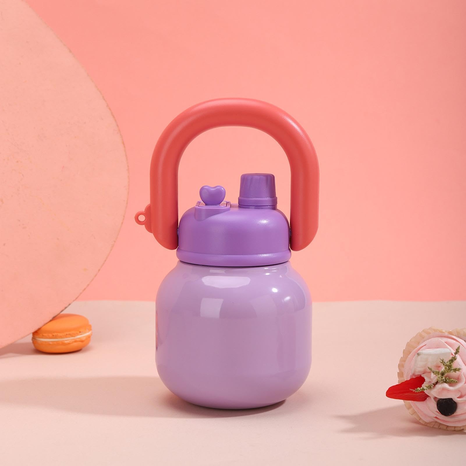 Borraccia in acciaio inox, 650 ml, a prova di perdite, con maniglia per il trasporto, borraccia termica in acciaio inox per escursioni, picnic, ragazze, adolescenti, bambini, scuola, campeggio