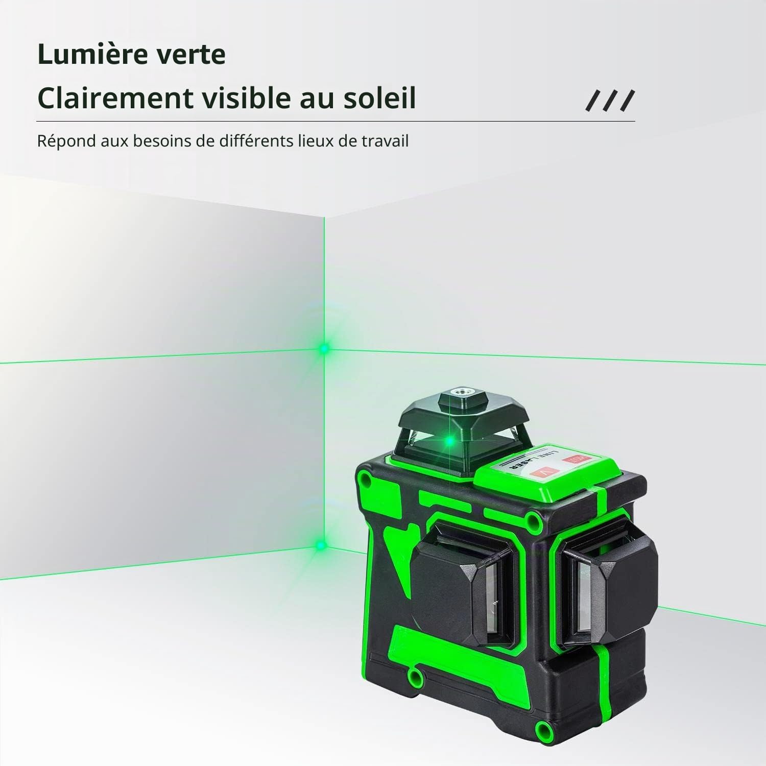 TOPWAY Niveau Laser 3D 12 Lignes, 3x360 Degrés Ligne Croix Verte Outil Laser Autonivelant pour Sol avec Mode Impulsion et Verrouillage Pendulaire pour Intérieur et Extérieur, 1 Pile incluse