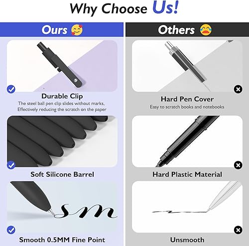 Miniatura 10 de Vanhench Bolígrafos de gel de tinta negra de 0.020 in para mujeres, accesorios de escritorio de oficina, bolígrafos de punta fina para tomar notas,