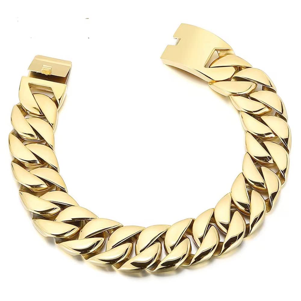 【Miami Cuban Curb Link】【18K刻印あり】【喜平】匿名配送 Qiaonitu 31mm Large Heavy Punk Rock Stainless Steel Curb