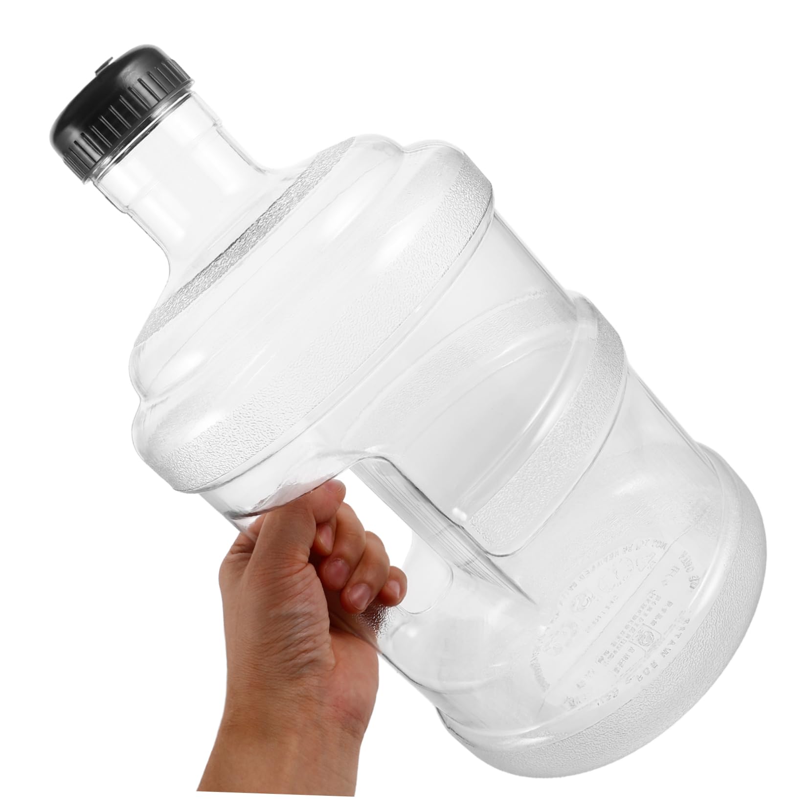 WOONEKY Leerer Wasserbehälter mit Griff 5l aus Pc, Rund, mit Ersatzdeckel | Breite Öffnung, Vielseitige Kompatibilität, für Gym und Büro, Transparente Ausführung