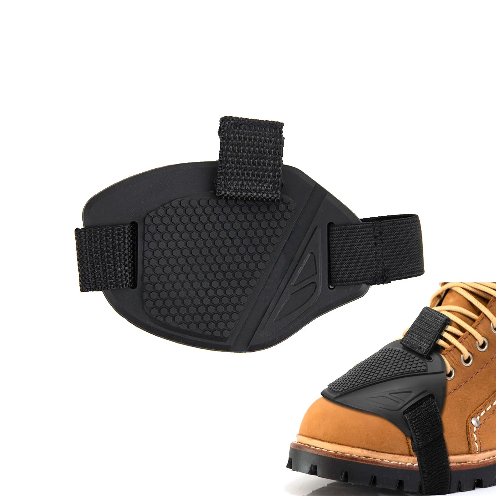 1 PC Motorcycle Gear Shift Pad for Safe Driving, Adjustable Waterproof Rubber Shoe Boot Cover Protection Accessories with Fabric Straps, Universal Anti-Slip Gear Shifter (Black)