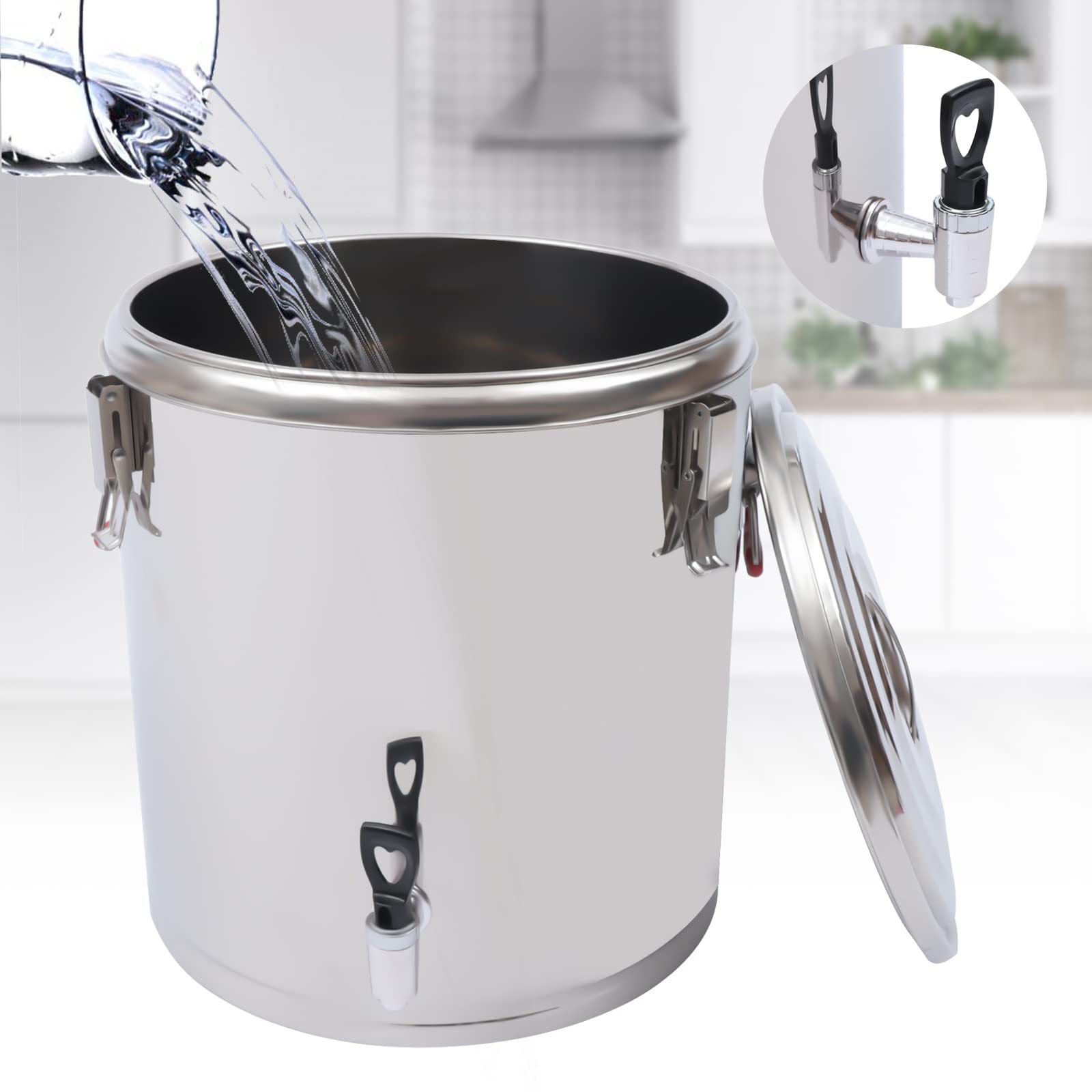Contenitore termico da 40 l, con coperchio e maniglie, contenitore per il trasporto di alimenti professionale, in acciaio inox, per mantenere caldi o freddi cibi o bevande