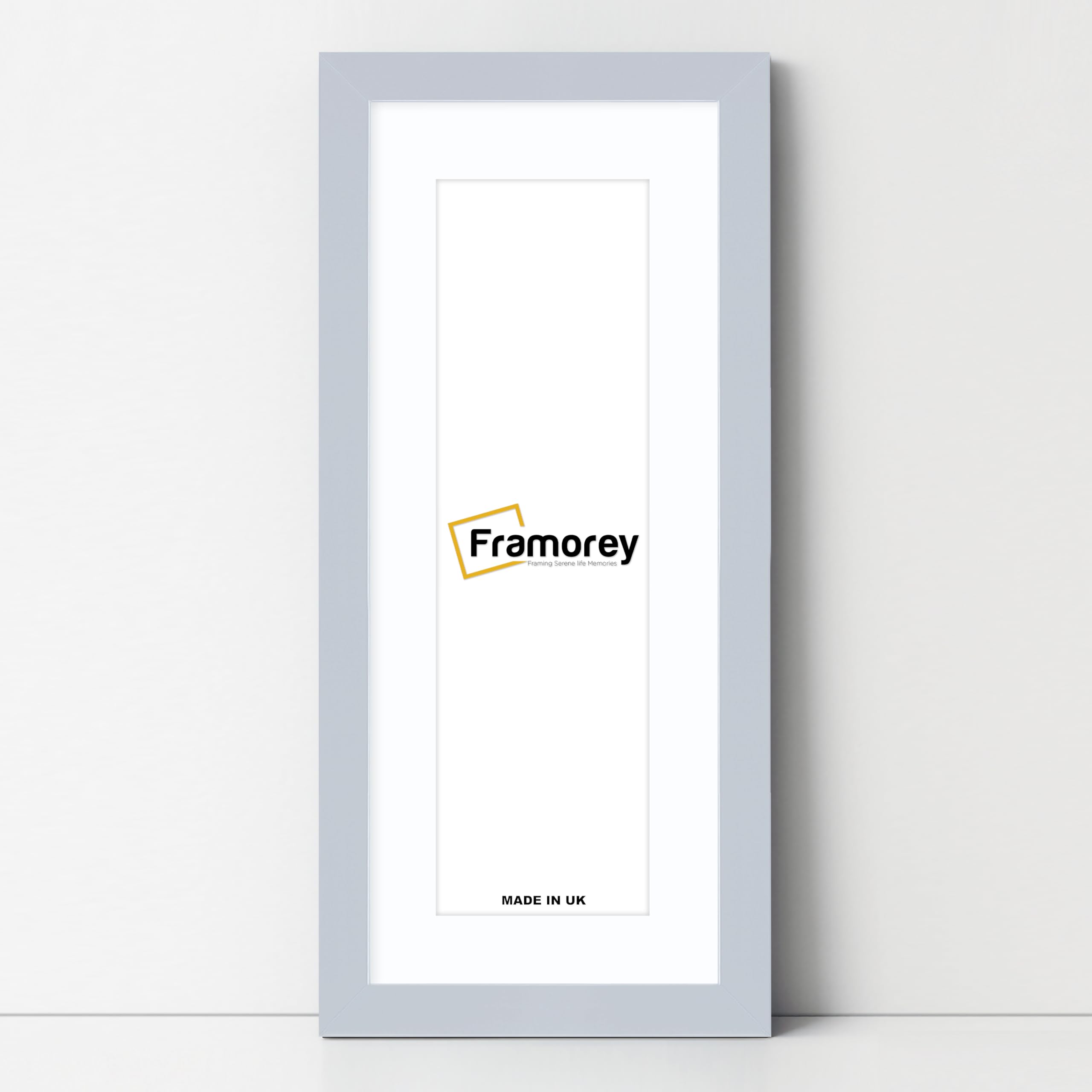 FRAMOREY Panoramic Style, Oxford Flat Wooden Effect Picture Frame, 26x15" Size Light Grey Photo Frame With 22x11" Size White Mount, Handmade Frame, Wall Art Hanging Frame, Best Home Decor Frames