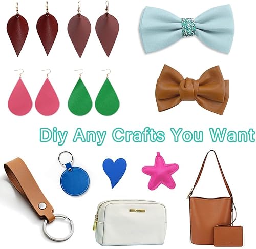 Miniatura 6 de HYANG - Hojas de piel sintética de color liso azul, 1 rollo de 12 x 53 pulgadas, piel sintética ideal para hacer proyectos de manualidades hechos a