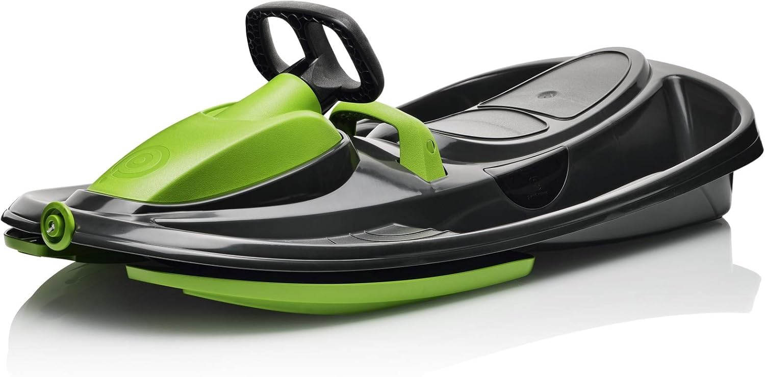 Gizmo Riders Stratos - 1-Person Racing Style Bobsled with Steering Wheel, Corrosion Free Plastic with Snap Together Assembly, Holds 250lbs, Ages 3 and Up (Mystic Green)