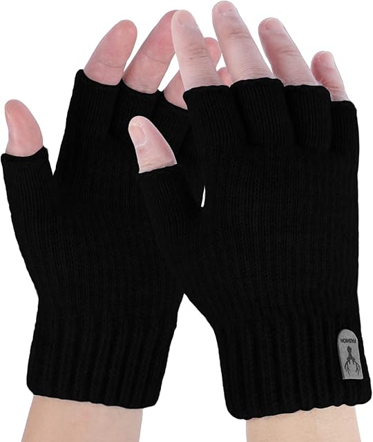 Fingerless Gloves for Men - Winter Knitted Gloves Thermal Fingerless Gloves Unisex for Outdoor Working Driving Running Cycling