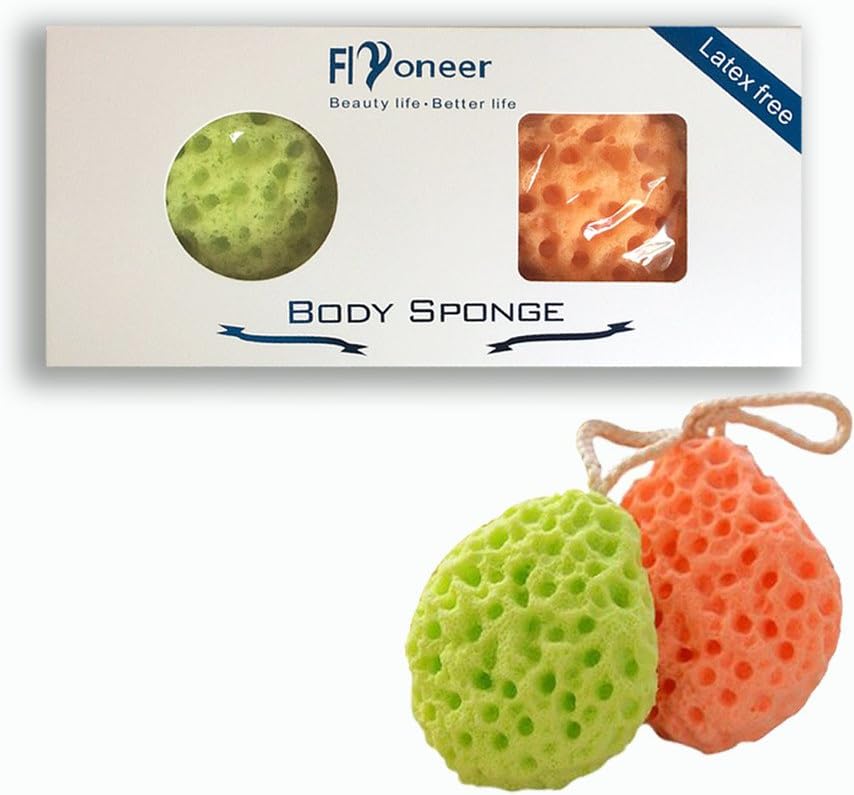 Flyoneer Soft Body Sponge Bath Shower Spa Exfoliator Face Washing Cleansing Puff Scrubber Pack of 2