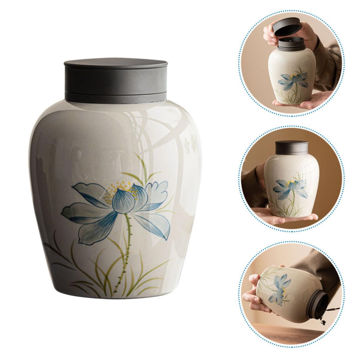 Recipiente de Cerámica para Té Capacidad de 700ml, Multi-funcional y Sellado Hermético Que Protege Humedad, Adecuado para Almacenamiento de Té y Frutos Secos