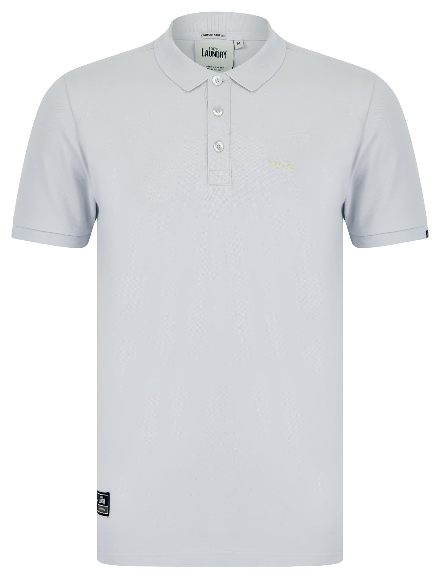Tokyo Laundry Mortimer 2 Signature Cotton Pique Polo Shirt in Pale Blue M