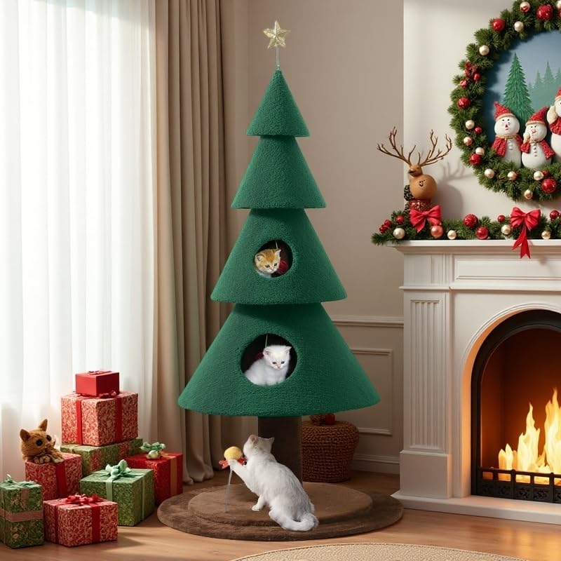 Casa para gatos tipo árbol de Navidad 60 pulgadas DWVO miniatura 1