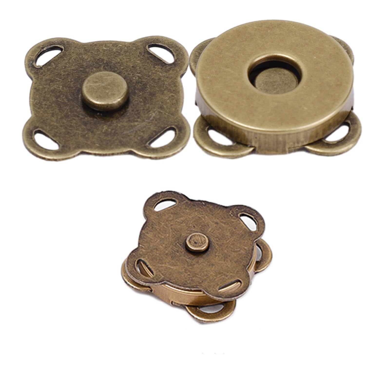 Magnetic Press Studs 1/10Sets Magnetic Snap Button Metal Invisible Sew on Lock Clasps Fasteners for Purse Bags DIY Accessories(Bronze - 18mm,1pc)