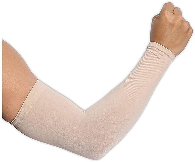 NESVIB Cotton Beige/Skin Color Sports, Biker, Gym Full Arm Sleeves Gloves for UV, Summer, Dust & Sun Protection for Men and Women