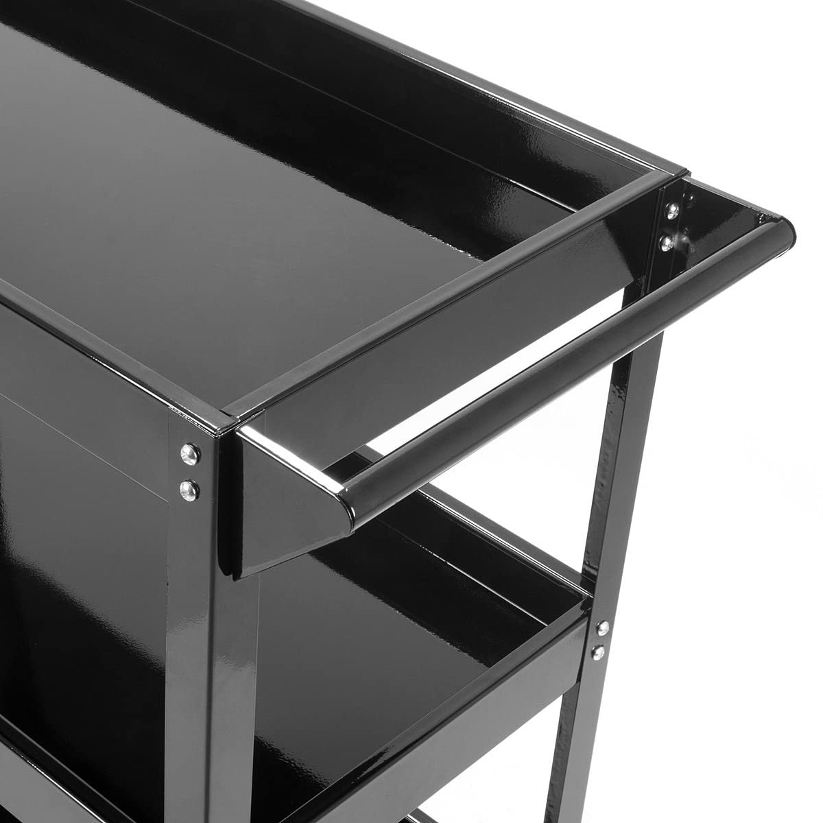 STAHLWERK Chariot à Outils Robuste - 3 Plateaux et Barre perforée, Capacité de Charge 200 kg, Idéal pour Atelier, Montage et Transport