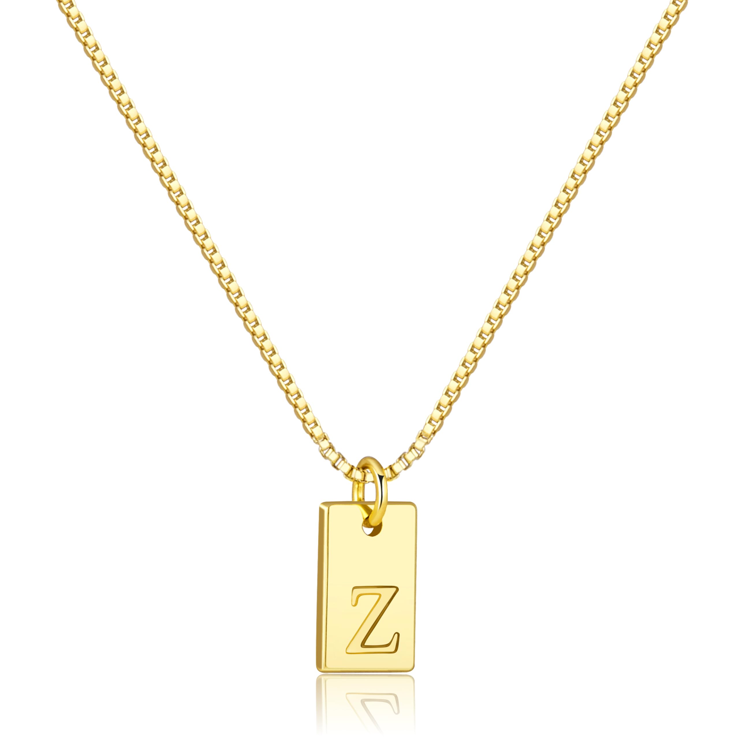 Poxtex Dainty Initial Necklace for Women – 14K Gold Silver Plated Letter Pendant, Trendy Waterproof Non-Tarnish Personalized Name Tag Charm Necklace,