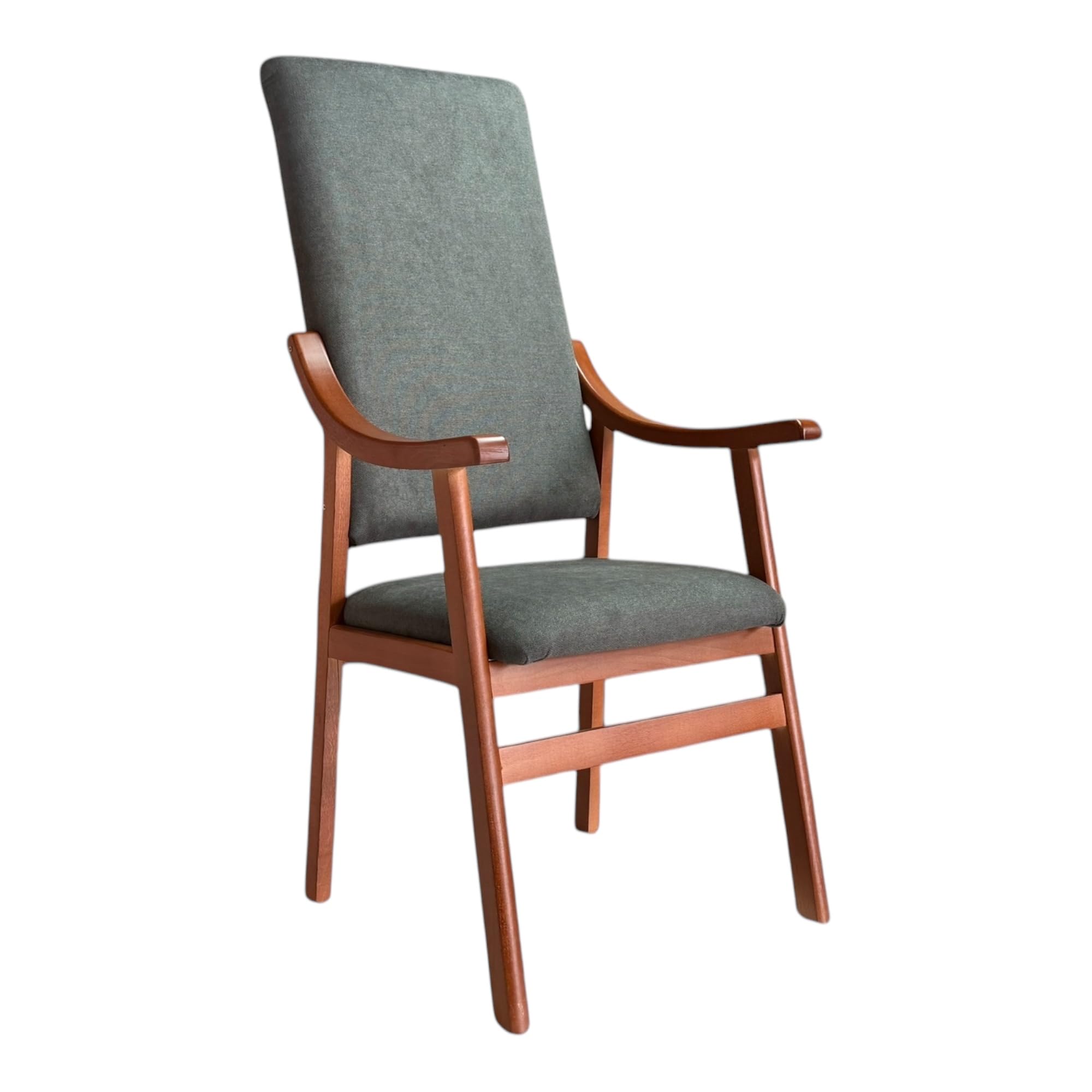 Sillón Reforzado con Brazos de Madera Extra Alto Cerezo (Cerezo Marengo)