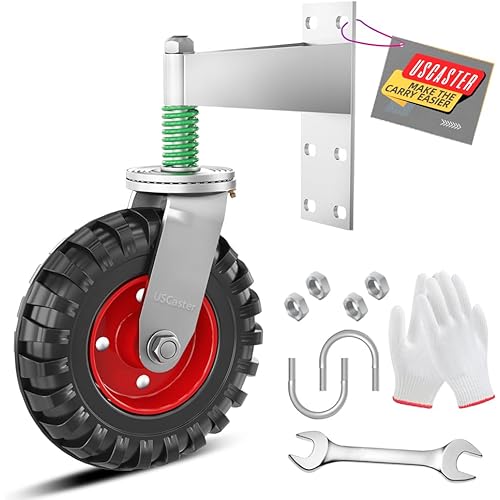 6inch Fence Gate Wheel, 360 Degree Rotation, Solid Rubber Tire, Spring Loaded, Heavy Duty Gate Caster with Screws & Screwdriver (Black)