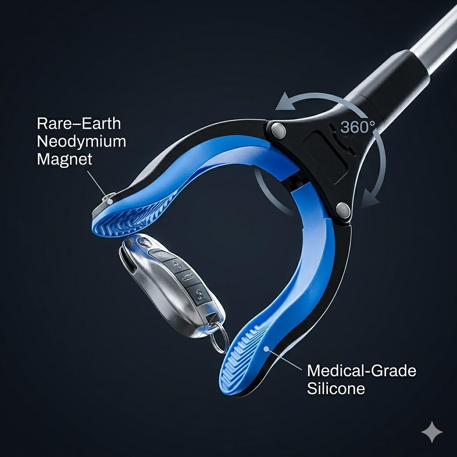 Greifzange – 81,3 cm extra Langer Faltbarer Greifer und Greifwerkzeug – robuster Greifstab für Senioren, Müll, Operationen, Genesung, EIN Muss für Geschenke (blau)