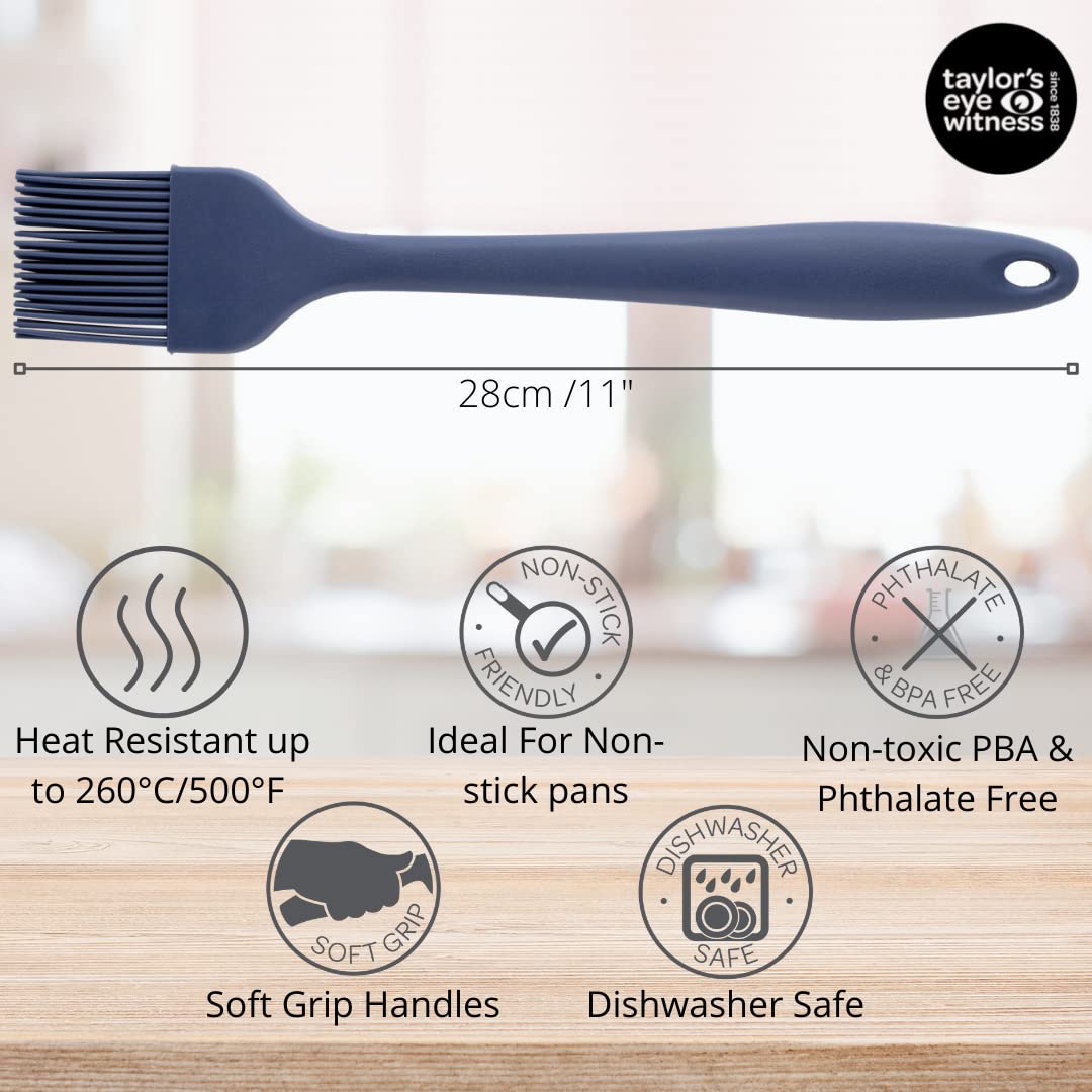 Taylors Eye Witness Denim Blue Silicone Large Basting & Coating Brush - Dishwasher Safe, Heat Resistant (260°C/500°F) - Image 3
