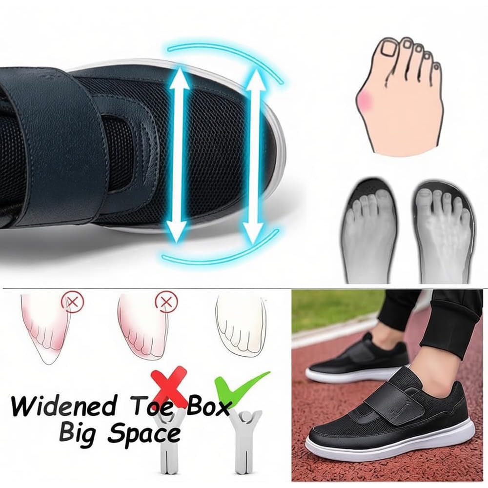 Calzado Ortopédico para Diabéticos Zapatos De Ancho Especial Zapatillas Ajustables para Caminar Calzado Antideslizante Fácil De Poner con Plantilla De Espuma Viscoelástica Zapatillas