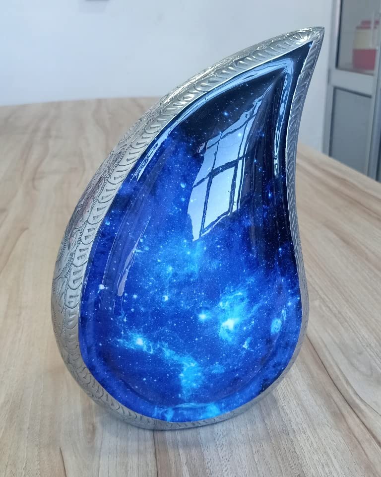 Urna Funeraria A Goccia M MEILINXU Cielo Stellato Blu In Alluminio Per Ceneri Adulto Capacità 200 Cu In - 5