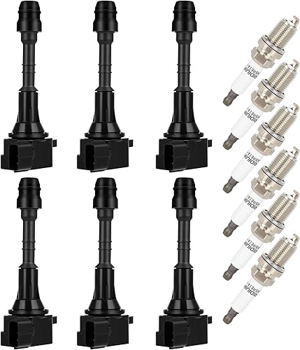 cciyu 6 bobinas de encendido con 6 bujías de iridio para Nissan 350Z para Infiniti M35/FX35 3.5L 2003-2008 UF401 IGC0007 610-58649