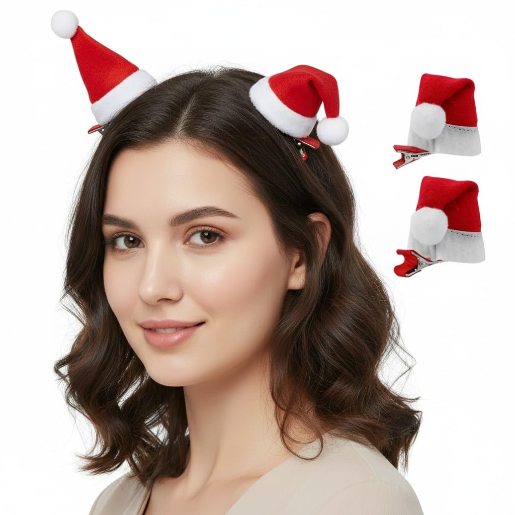 Amazon.co.jp: minkissy クリスマス ミニ サンタ 帽子 ヘア クリップ