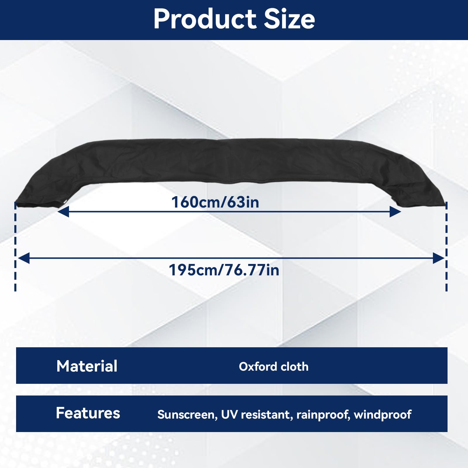 HERCHR Bimini Top Cover, Copertura di Ricambio per Bimini Top Tessuto Oxford Pieghevole Antipioggia Impermeabile Parasole per Barca Attrezzatura Nautica per Pioggia e Ombreggiatura Solare (Nero)